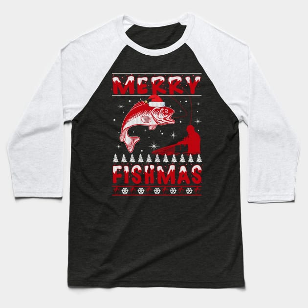 Merry Fishmas Baseball T-Shirt by TeeLand